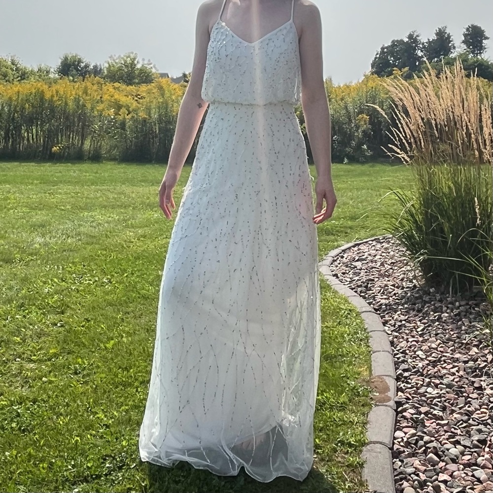 Nordstrom Adrianna Papell Ivy/White Beaded Dress